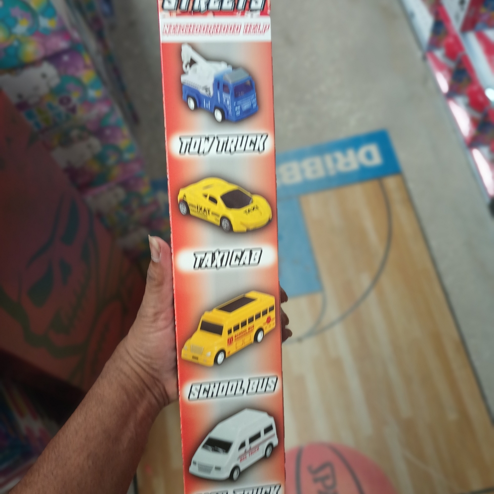 Vehicle Set - Toy Truck, Taxicab, School Bus, and Van
